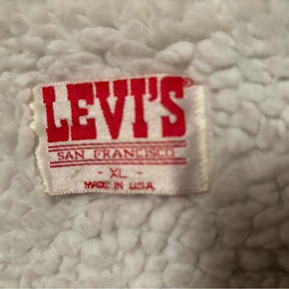 Vintage Levi's Sherpa Lined Denim Trucker Jacket Size XL Red Tag 70s Made In USA - Picture 3 of 7